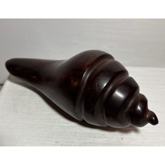 Wooden Conch Shell Hand Carved Polished Unique Decor Piece 7" Heavy Paperweight - Picture 4 of 10